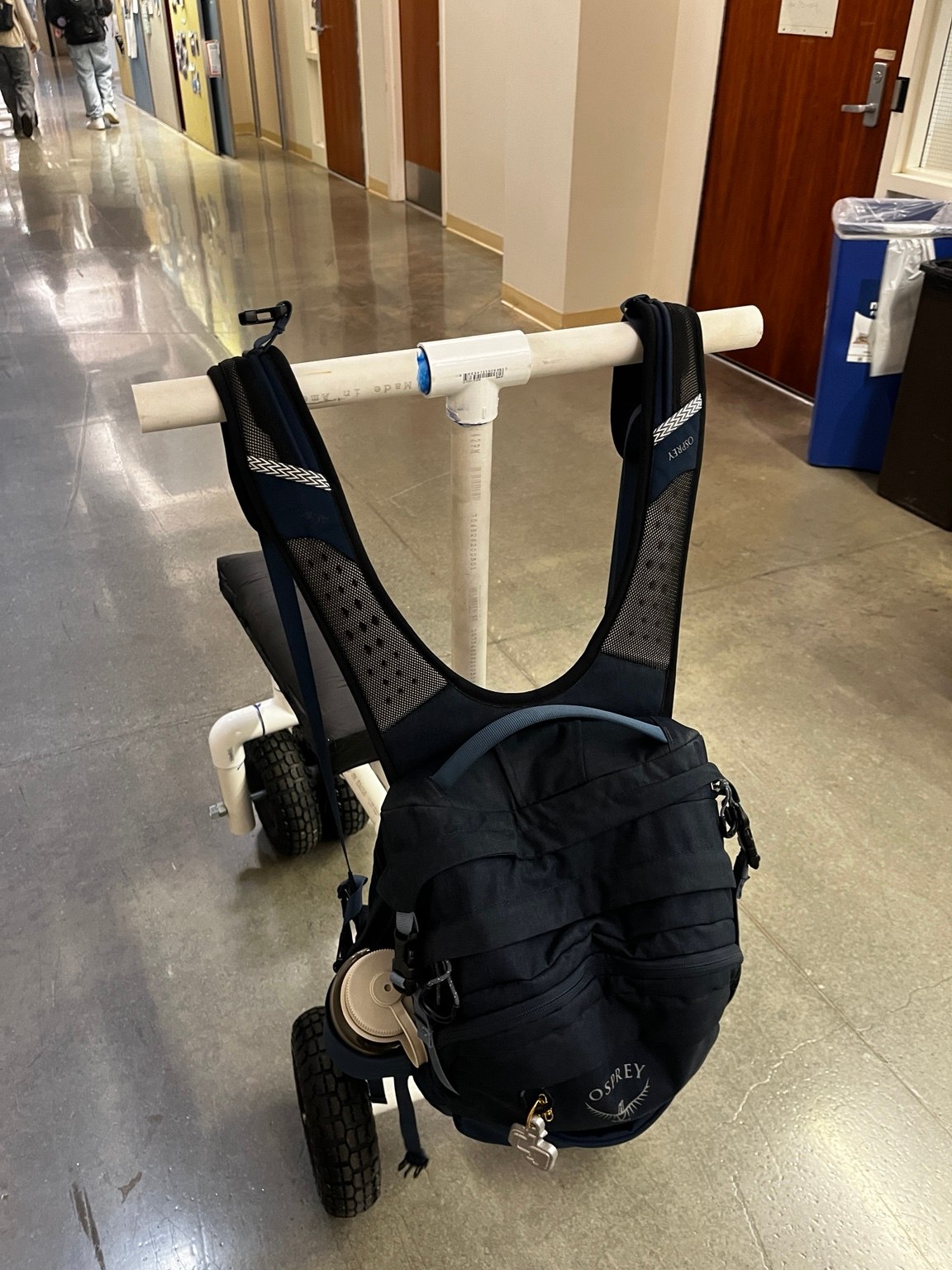 Rear view of the loaded PVC knee scooter